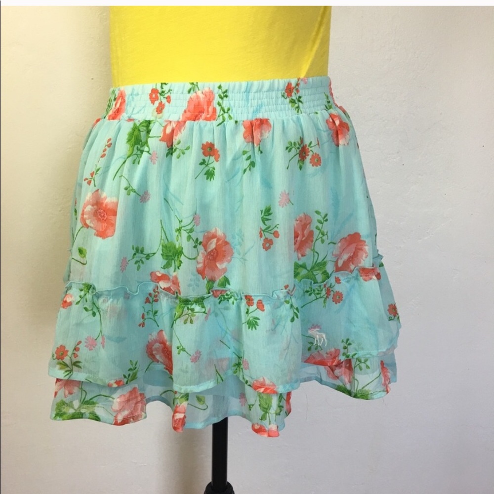 🛑Abercrombie & Fitch Blue Ruffled Mini Skirt M - Picture 2 of 8